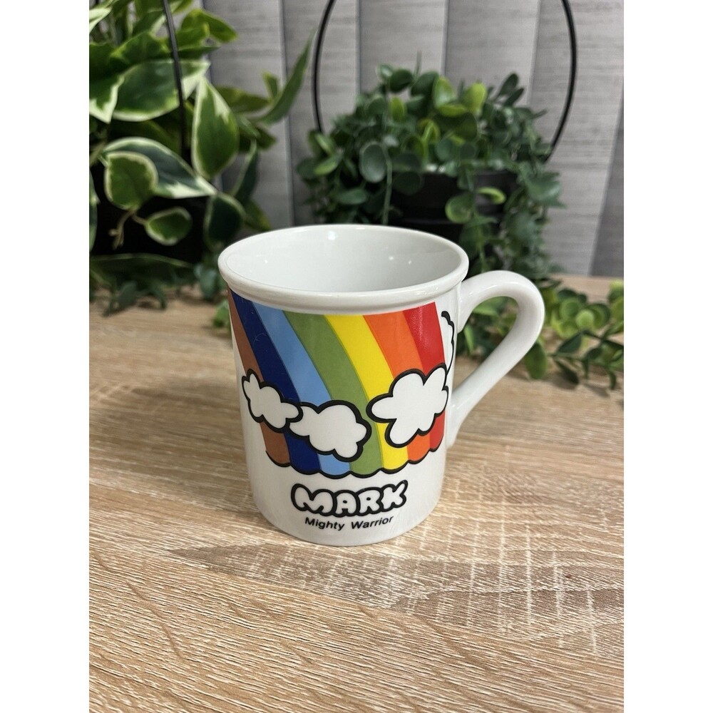 Vintage Coffee Mug Rainbow Enesco Vintage 80s Mark Mighty Warrior Rare Pride